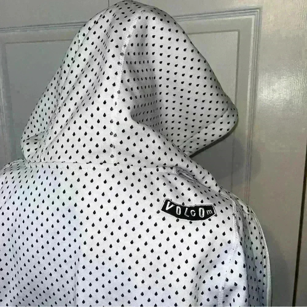 Volcolm Hooded Zip up Jacket Juniors Girls XS White with Orange Polka Dots - Picture 5 of 10